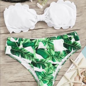 NWT Bundle Tropical leaf dress and bandeau bikini set never worn